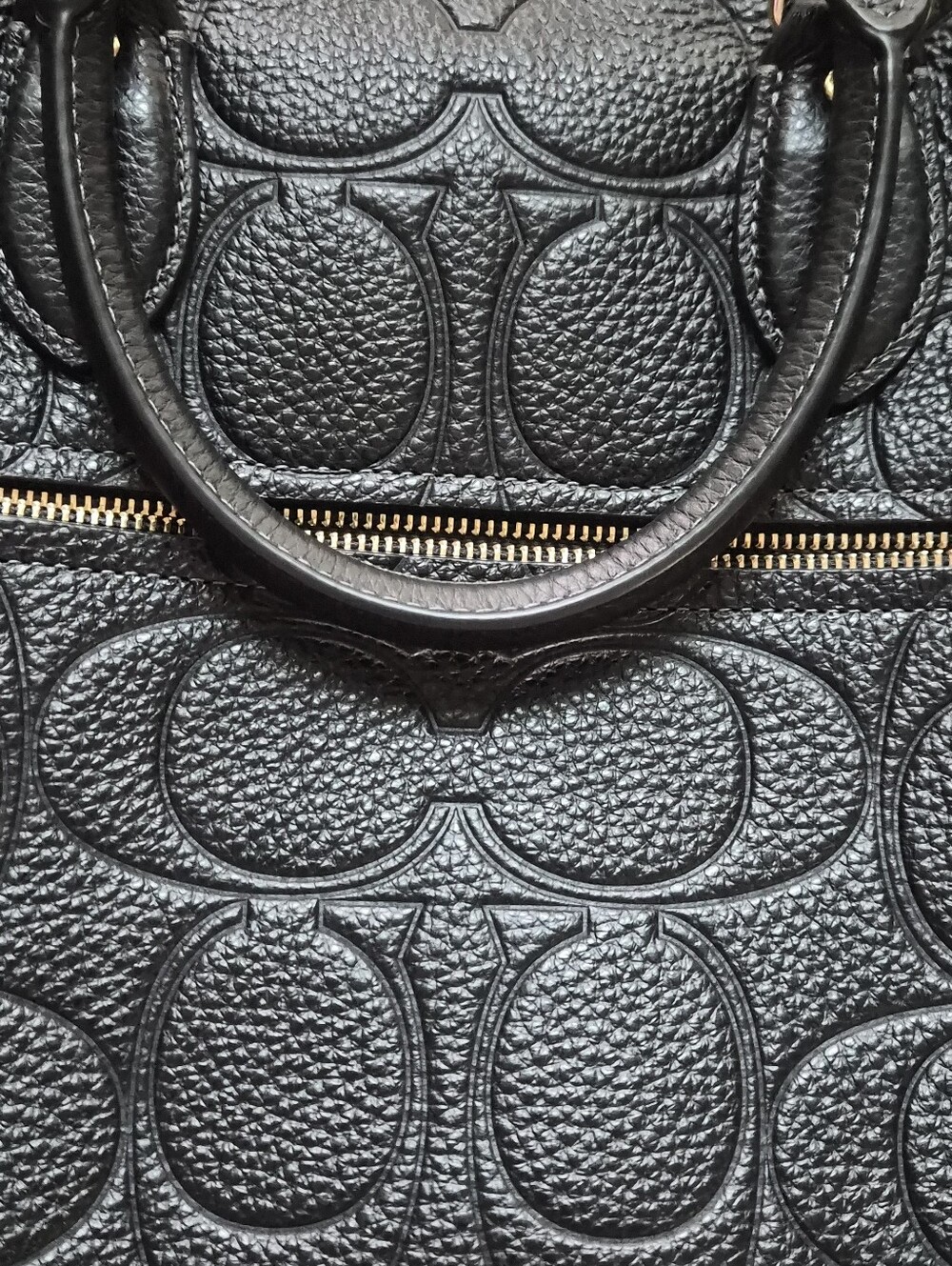 Coach CEW02 Rowan Large Satchel Black Signature Leather, Gold Hardware - Picture 6 of 9